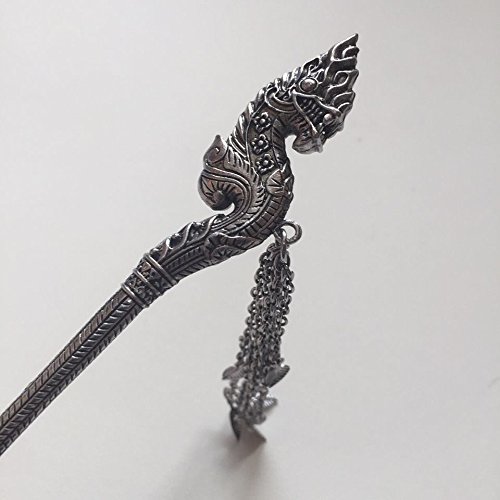 Hot! Silver Color King Of Nagas Handmade Hair Barrettes / Great Naga Hair Pin Vintage/Antique/Native/Ancient Lanna (Northern Thailand) #TOP3