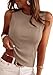 PRETTYGARDEN Sleeveless Tops for Women 2026 Summer Ribbed Tank Top Fitted Shirts Basic Tees Cute Spring Going Out Y2k Clothes (Khaki, X-Small)