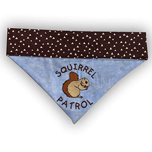 Squirrel Patrol Bandana/Over the Collar Dog Bandana/Embroidered Personalized Dog Bandana (All Sizes)