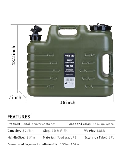 5 Gallon Camping Water Container with Spout, Military Green - Image 2