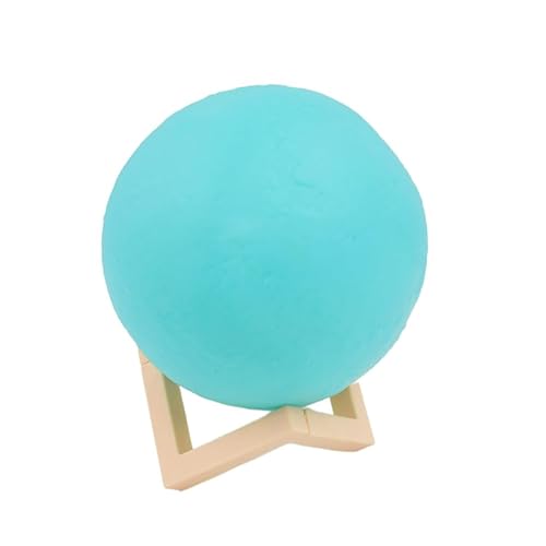 Madhabi Blue Moon LED Night Lamp with Wooden Stand | 15x12 cm Rechargeable Decorative Table Light for Bedroom, Kids Room, Living Room, Study, Home Decor, and Gifting (1 Pc)