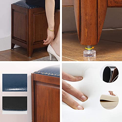 Repose-pieds ottoman de rangement avec assise cuir - 7