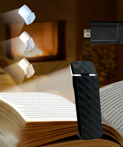 Runesol Negra, Musgo De Medianoche, Luz Para Leer Con 5 LED, Luz De Lectura Recargable Con Clip, 3 Modos De Protección Para Vista, Carga USB Para 80 Horas, Idéale pour les Amateurs des Livres