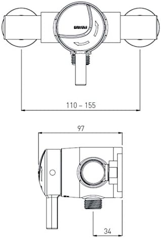 Bristan MT1203 Commercial OPAC Thermostatic Exposed Mini Shower Valve with Lever Chrome