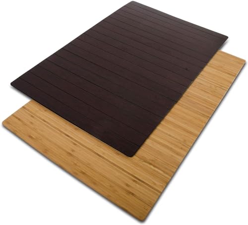 casa pura Tapis de bain antidérapant en bois de bambou - 60 x 90 cm - Épaisseur : 8 mm - Lavable - Paillasson antidérapant - Pour douche et sauna (marron...