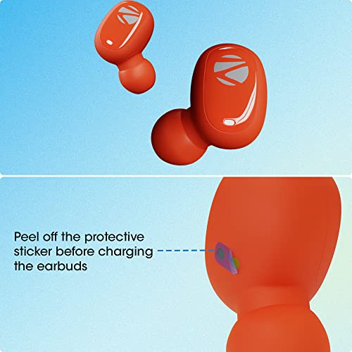 Image of Zebronics Zeb-Sound Bomb N1 True Wireless Earbuds with ENC, Gaming Mode (up to 50ms) Bluetooth V5.2, Voice Assistant, Splash Proof, Type C, and Mic (Orange Navy) (Zeb-Sound Bomb N1 (Orange Navy))