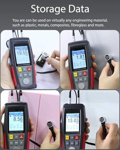Image of LABART Digital Ultrasonic Thickness Gauge Meter with Certificate, Range 0.039 to 11.8 inch with Probe for Measuring Materials, Steel, Silver, Plastic, Glass, PVC, Pipes with Certificate