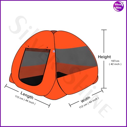 Image of SILVER SHINE Foldable Delightful Patterns Popup Kids Play Tent House for Multi Purpose|PlayTent House for up to 10 YearOld Kids Girls&Boys|Mosquito Net Design Tent
