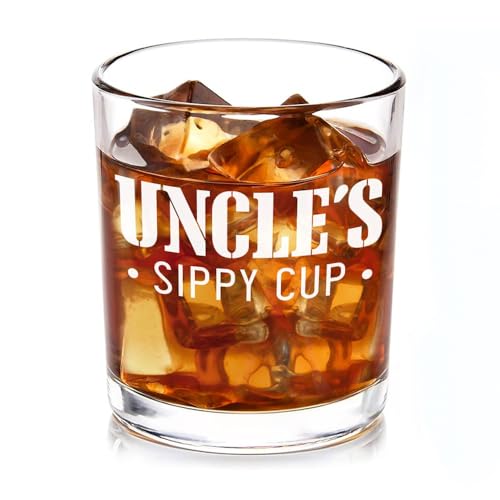 Whiskey Glass 11oz – Old Fashioned Glasses Gifts For Men | Funny Uncle’s Sippy Cup Whisky Glasses for your Uncle | Christmas, Birthday, Father’s Day Fun Gifts For Uncles from Niece, Nephew