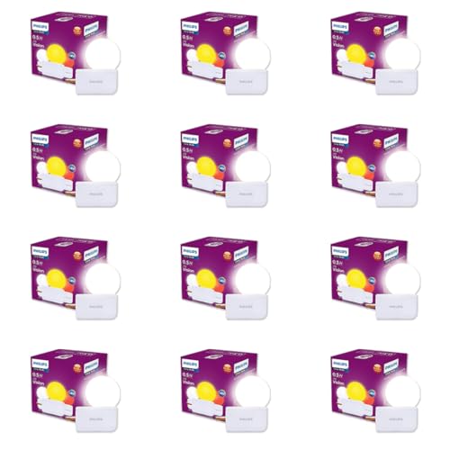 Image of Philips 0.5W LED Bulb White | Joy Vision Plug-and-Play LED Night Lamp | Night Light for Bedrooms & Corridors | 2-Pin Socket | Energy Saving, Long Life | Pack of 12