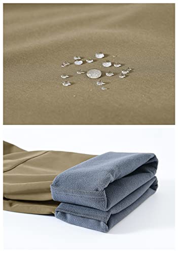 Rdruko Men's Winter Snow Pants Fleece Waterproof Windproof Ski Hiking Outdoor Athletic Softshell(Khaki, Us 34) #TOP5