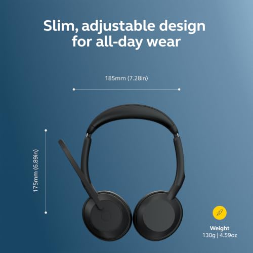 Jabra Evolve2 55 Stereo Wireless Headset - Features AirComfort Technology, Noise-Cancelling Mics & Active Noise Cancellation - MS Teams Certified, Works with Other Platforms - Black - image 7