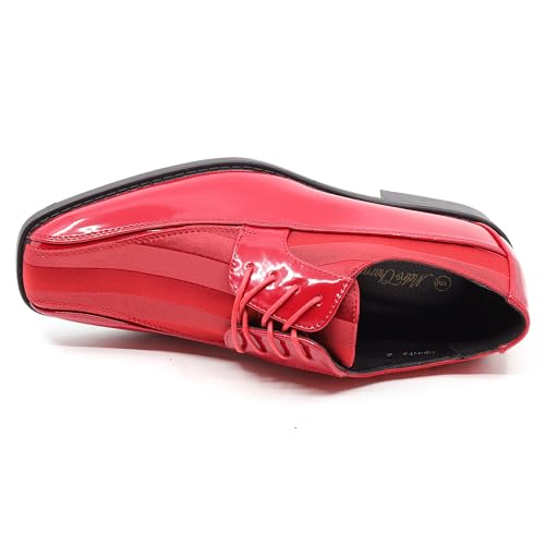 Image of Men's Oxford Lace up Striped Satin Patent Tuxedo Dress Shoes MC-179