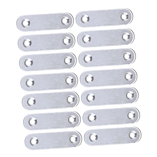 HOMOCONO 20pcs Stainless Steel Angle Iron Braces Straight Brackets Handrail Brackets Steel Corner Connector Perforated Steel Flat Bar Connector Bracket Steel Brackets Right Angle Silver