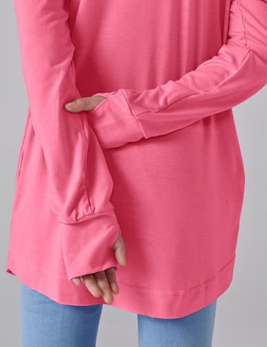 Image of Liberty Pro 2-Pack Girls' Loose Fit Long Sleeve Tunic Tops with Pockets and Thumb Holes, Casual T Shirts for Tween Kids
