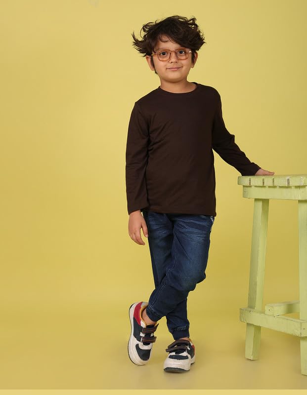 Image of Nusyl Boys Solid Cotton Blend Tshirts - Soft & Comfortable Full-Sleeves T-Shirts | Casual Wear for Kids & Teen Boys | Full Sleeves T-Shirts |- NUBCTSF001-PO2-1