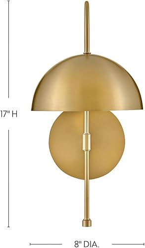 Miniatura 2 de Lark Lou 83300LCB - Aplique de pared individual, cuello de cisne delgado, pantalla de cúpula, interruptor de encendidoapagado, latón lacado