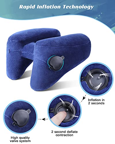 Jefdiee Neck Pillows For Travel, Travel Pillow For Neck, Chin, Head Support, Airplane Pillow With Soft Washable Velour Cover, Hat, Portable Luxury Bag, 3D Sleep Mask And Earplugs (Blue) #TOP5
