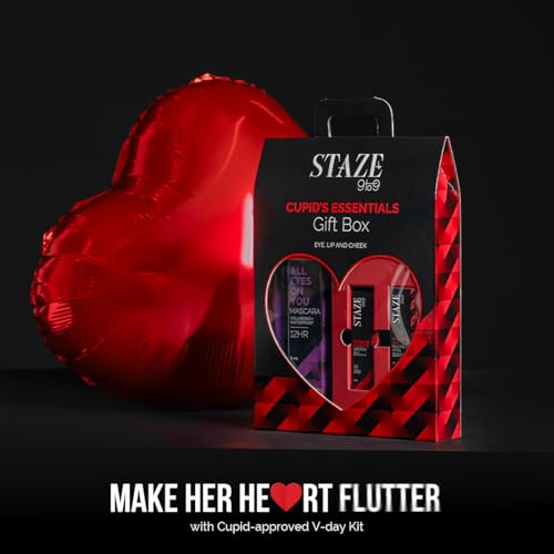 Image of Staze9to9 Cupid's Essentials Gift Box (All Eyes On You Tubing Mascara + Cheek Me Out Multipurpose Blush Stick 03 Spank + Creme De La Matte Lipstick 04 Tequila Sunrise)