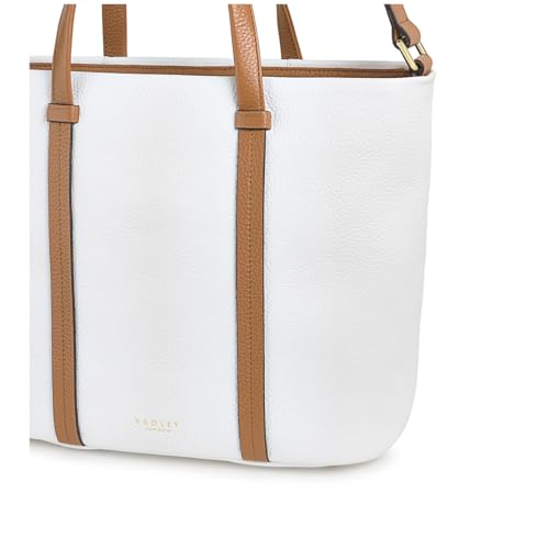 Image of RADLEY London Farringdon Women's Medium Leather Ziptop Satchel Bag, Bright White