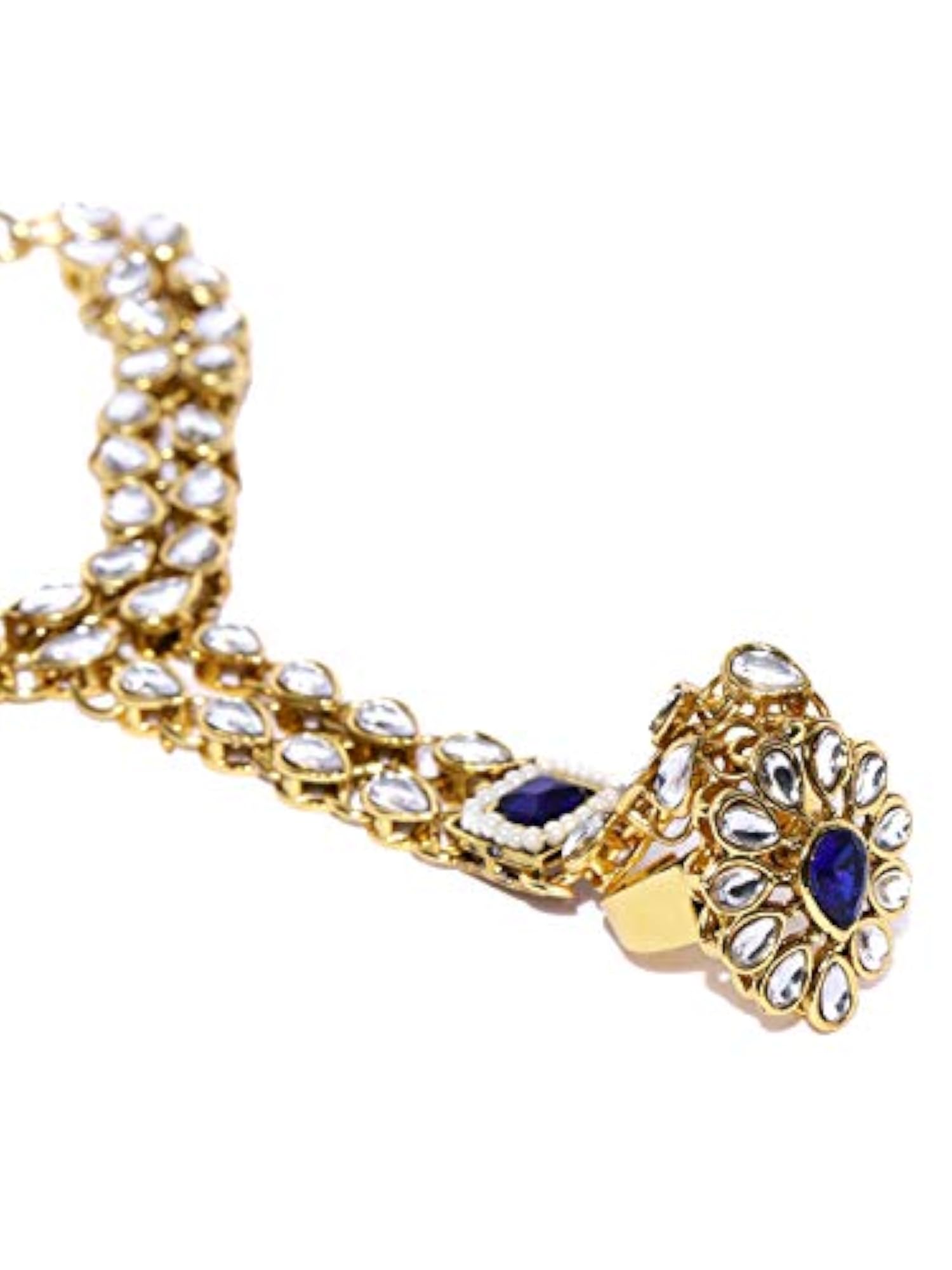 Women's Traditional Tone Kundan Ring Bracelet