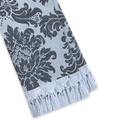 Manta Xale para Sofá Artesanal com Franjas Grande 3,00 Metros luxo (74 PRATA E PRETO)