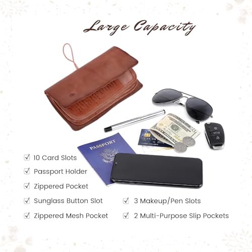 Genuine Leather Nomad Organizer Travel Wallet | Women's Wallet Clutch Passport Holder3