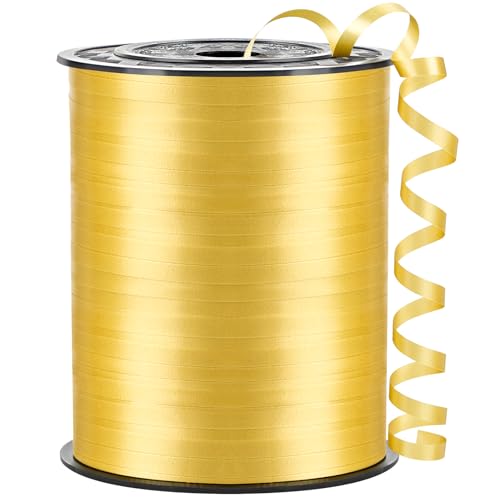 Vortify Mothers Day 500 Yard Curling Ribbon 5mm Gold Crimped Ribbon Birthday Balloon String for Gift Wrapping Crafting Bows Party Decorations
