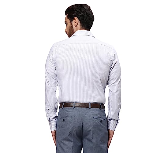 Image of Park Avenue Men's Pure Cotton Stripe Pattern Slim Fit Semi Cutaway Collar Full Sleeve Formal Shirt