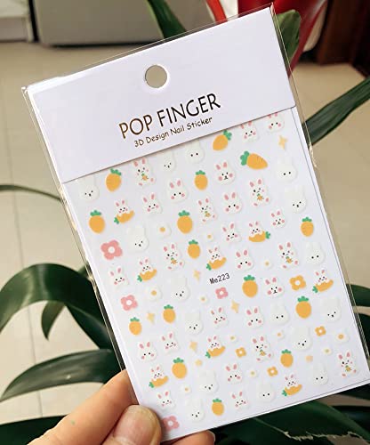 5 Pcs Bunny Nail Art Stickers Easter 3D Self-Adhesive Nail Stickers Decals Cute Bunny Rabbit Designs For Kid Women Nail Art Decoration Diy Manicure Accessories #TOP4