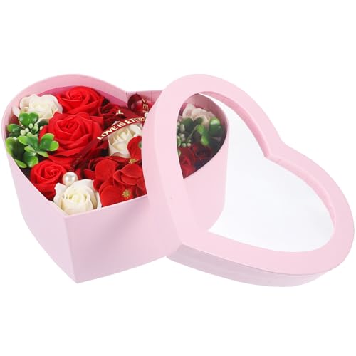 Veemoon Fleurs de Savonnette Parfumées de Cœur Rouge | Cadeau Fête
