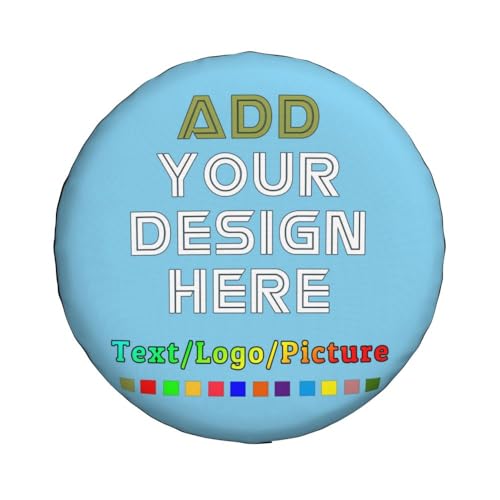 Image of Custom Spare Tire Cover 14-17 Inch, Personalized Universal Wheel Cover Add Your Own Photo Text Logo Waterproof Dust-Proof Tire Covers Protectors for Trailer Truck SUV Universal, SkyBlue