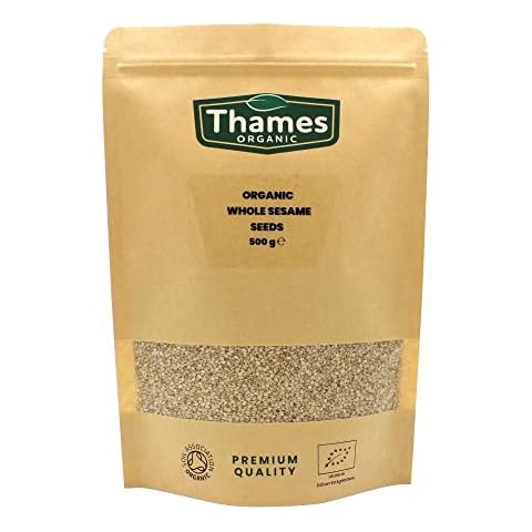 Organic Sesame Seeds - 500g of Nutritious & Flavorful Seeds - No Additives, No Preservatives - Raw, Vegan, Non-GMO - Great for Baking, Cooking, and Sprinkling - Thames Organic Cover