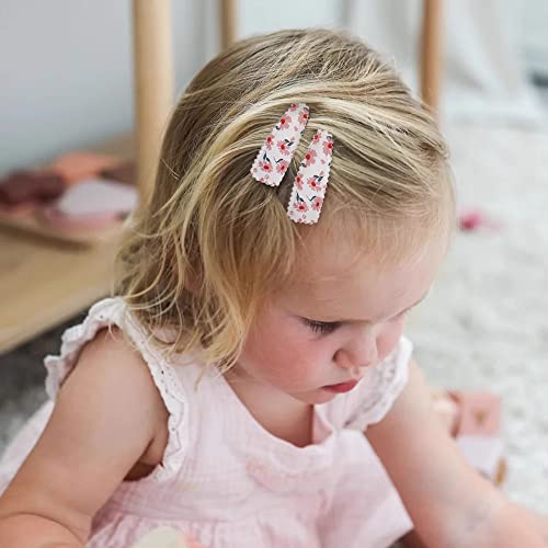 Yanwenx 40 Pcs Girl Hair Clips Floral Print Toddler Hair Clips Non Slip Wrapped Snap Hairpins For Kids Barrettes Hair Accessories For Baby Toddler Girls(Pink) thumb #4
