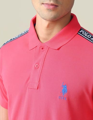 Image of U.S. Polo ASSN. Solid Regular Fit Polo T Shirts for Men - 100% Cotton, Half Sleeves Mens Tshirt