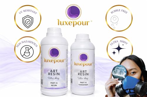 Image of Crystal Clear 2:1 Epoxy Resin (800gm) & Hardener (400gm) | UV Resistant, Self-Leveling High Gloss Finish | Non-Toxic, Easy Mix Liquid Art Kit for Jewellery, Keychain DIY Crafts
