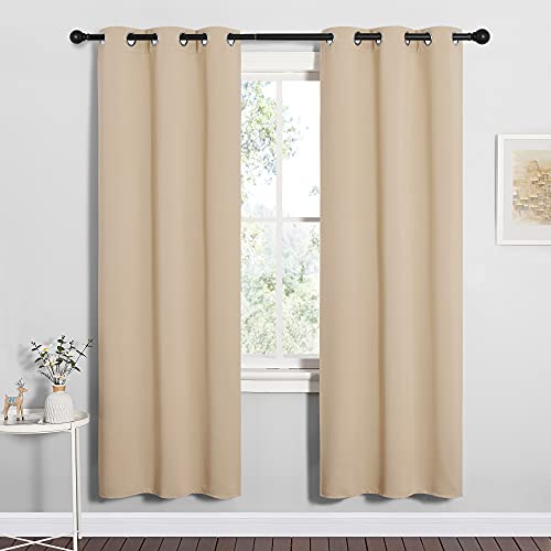 Image of NICETOWN Room Darkening Curtain Panels for Cafe, Thermal Insulated Grommet Room Darkening Draperies /Drapes for Window (Biscotti Beige, 2 Panels, W34 x L72 -inch)