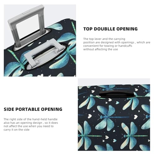 Luggage Cover Protector - Green Dragonfly 1 Print Fit 22-24 Inch Suitcase Covers for Luggage4