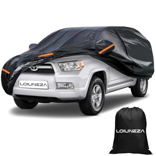 Image of Car Cover Custom Fit for Toyota 4runner, 210D SUV Car Cover Waterproof All Weather, 6 Layers Full Exterior Covers with Zipper Door & Windproof Bands, Mirror Pocket for Snow Rain Dust Protection