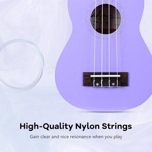 Image of ADM Ukulele for Beginners Hawaiian Sapelewood Ukelele Kit for Adult Student Starter Professional Ukalelee Pack Bundle with Free Lessons Gig Bag Strap Nylon String Tuner (Purple-Sapele, 21 Inch)