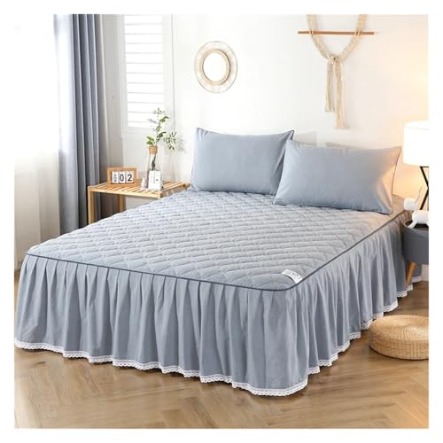 Falda de cama de encaje 200x220 acolchada con dos fundas 48x74cm 7