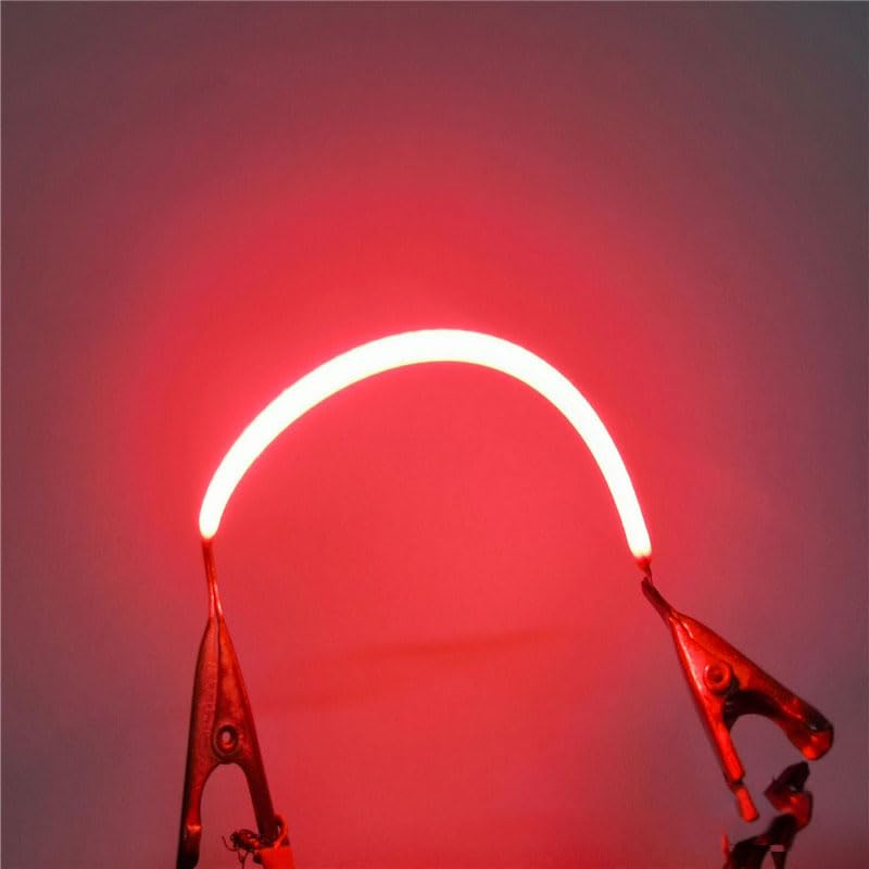 JZLBBC 5Pc COB LED Filament DC3V Edison Bulb Parts COB Lamps Decorative LED DIY Diode Incandescent Flexible Filament,Red,130Mm(5.12In)