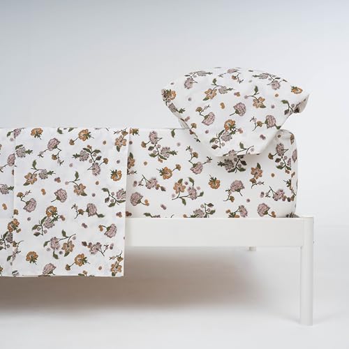 TRAMAS+ Sabanas 90x190 / 200cm 100% algodón Suave, Juego de sábanas 3 Piezas, Sabana Bajera Ajustable, Encimera, 1 Fundas de Almohada 110x45cm, Certificado Oeko Tex - Cama 90, Meghan Verde Seco