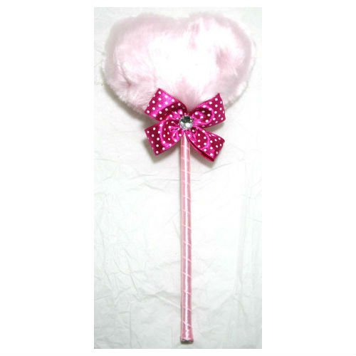 Zink Color Large Pink Heart Shape Lollipop Dusting Powder Puff W/Ribbon