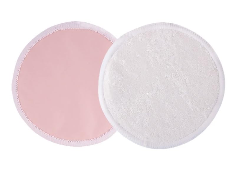 Nursing Reusable Pads, Pack of 8, Maternity/Pregnancy/Breastfeeding/Lactation, pink/white. Can also be used as reusable makeup remover pads, washable.