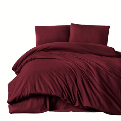 Housse de couette flanelle 100% coton de qualité supérieure bordeaux