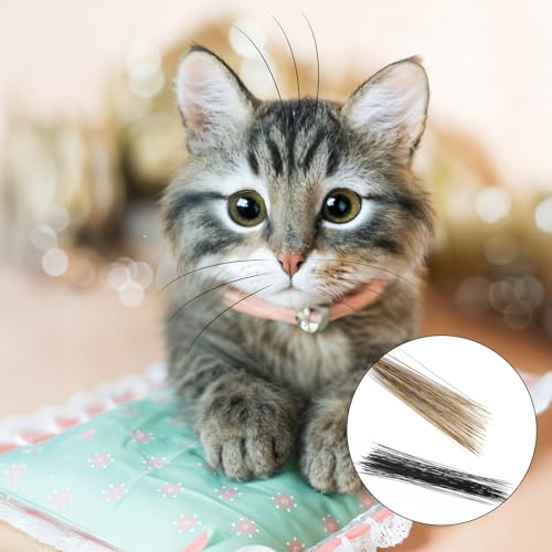Image of 300PCS Simulated Cat Whiskers for Face Costume, Craft Animal Whiskers Black and Brown 3 Inch Faux Fur Needle Felting Animal Whisker for Crafting