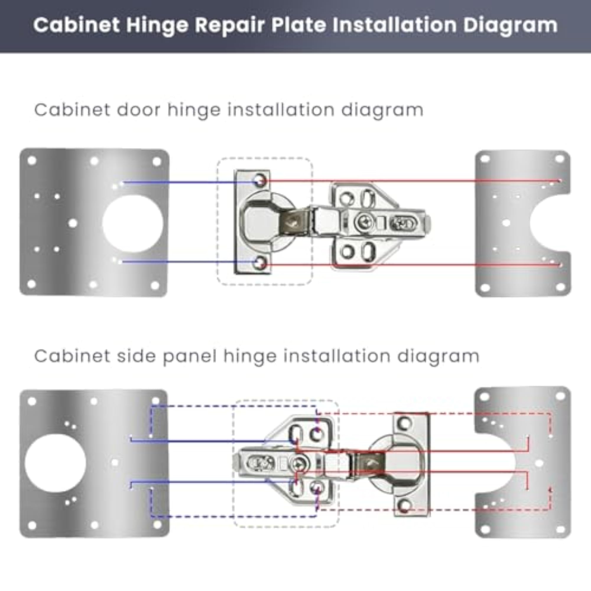 Stainless Steel Cabinet Hinges Repair Plate Kit