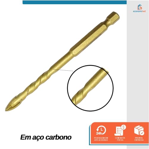 Broca para Vidro Porcelanato Cêramica Titânio Ponta Tungstênio 8mm - Starfer