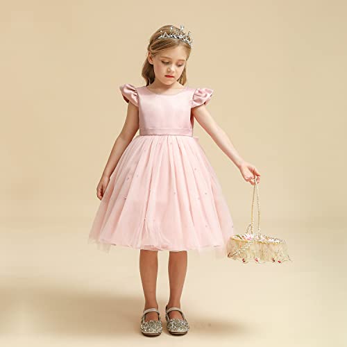 Nnjxd Baby Girl Dress Tutu Flower Dresses Pageant Bowknot Pearls Weeding Gown 767 Pink 6-12 Months #TOP3